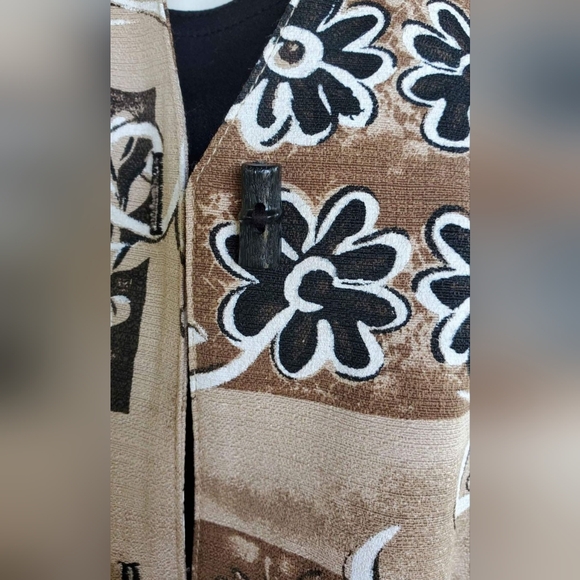 VTG Maggie Barnes Brown Tan Floral Two Fer Tunic Top Shirt Blouse - Picture 3 of 9